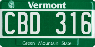 VT license plate CBD316