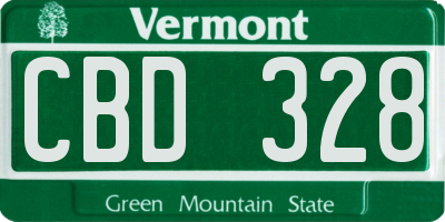 VT license plate CBD328