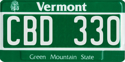VT license plate CBD330