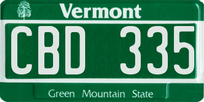 VT license plate CBD335