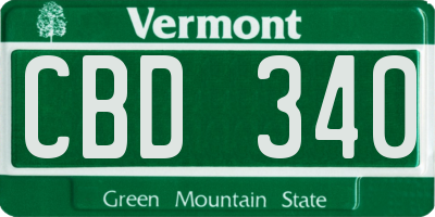 VT license plate CBD340