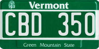 VT license plate CBD350
