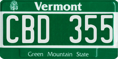 VT license plate CBD355