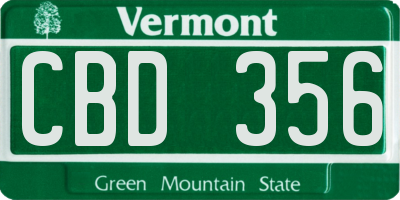 VT license plate CBD356