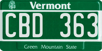 VT license plate CBD363