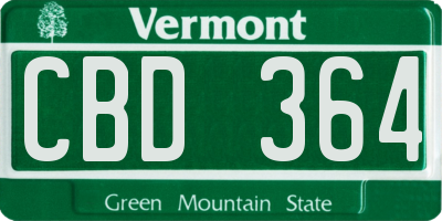 VT license plate CBD364
