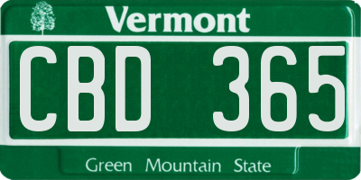 VT license plate CBD365