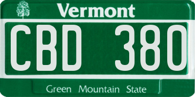 VT license plate CBD380