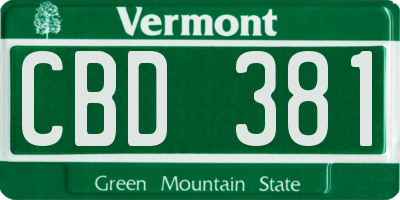 VT license plate CBD381