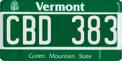 VT license plate CBD383