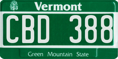 VT license plate CBD388