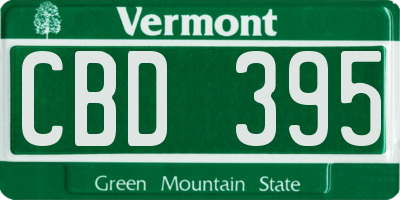 VT license plate CBD395