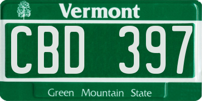 VT license plate CBD397