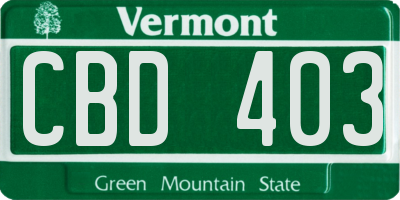 VT license plate CBD403