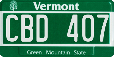 VT license plate CBD407
