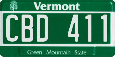 VT license plate CBD411
