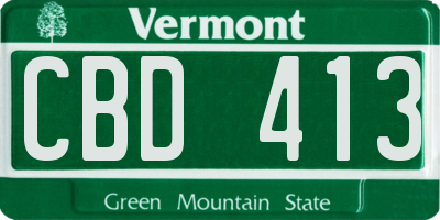 VT license plate CBD413