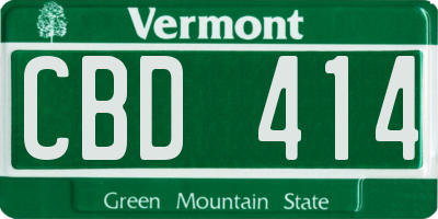VT license plate CBD414