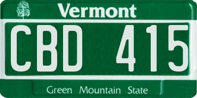 VT license plate CBD415