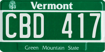 VT license plate CBD417