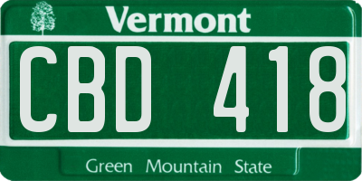 VT license plate CBD418