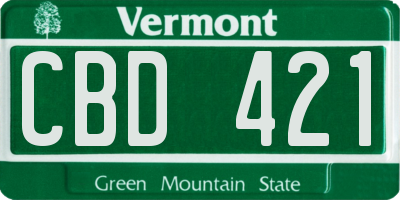 VT license plate CBD421