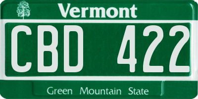 VT license plate CBD422