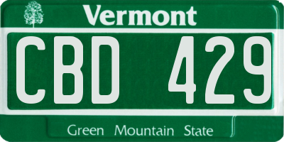 VT license plate CBD429
