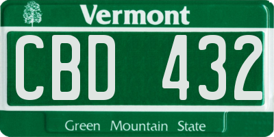 VT license plate CBD432