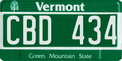 VT license plate CBD434