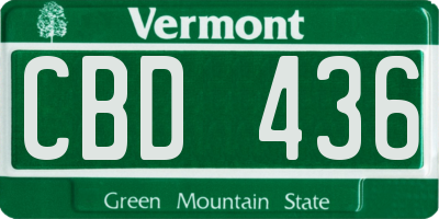 VT license plate CBD436