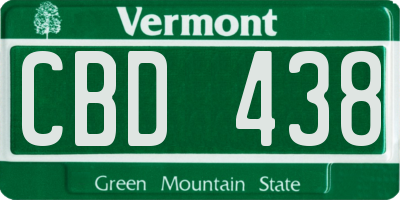 VT license plate CBD438