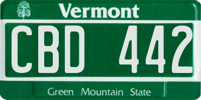 VT license plate CBD442
