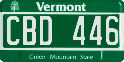 VT license plate CBD446