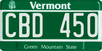 VT license plate CBD450