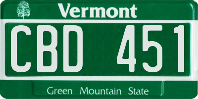 VT license plate CBD451
