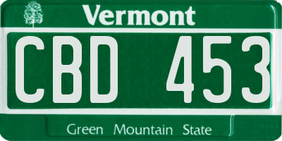 VT license plate CBD453