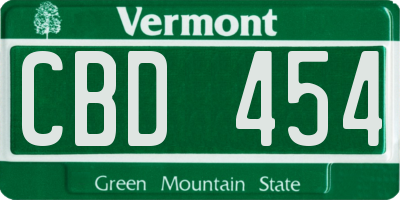 VT license plate CBD454