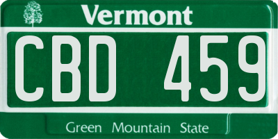 VT license plate CBD459