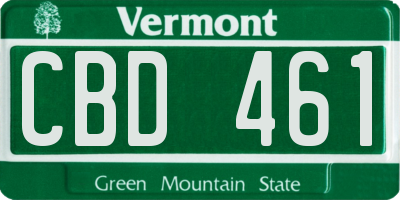 VT license plate CBD461
