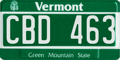 VT license plate CBD463