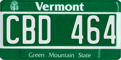 VT license plate CBD464
