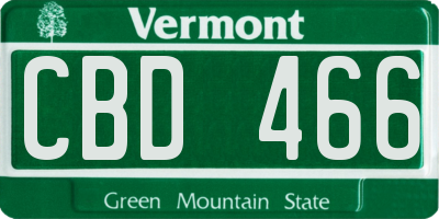 VT license plate CBD466