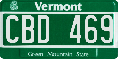 VT license plate CBD469
