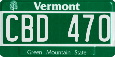 VT license plate CBD470