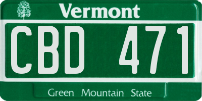 VT license plate CBD471