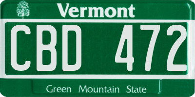 VT license plate CBD472