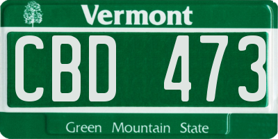 VT license plate CBD473