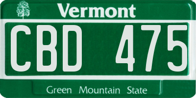 VT license plate CBD475