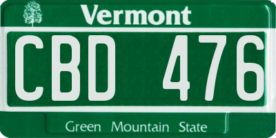 VT license plate CBD476